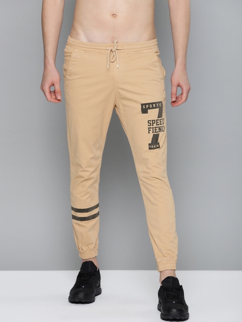HERE&NOW Men Beige Regular Fit Solid Joggers