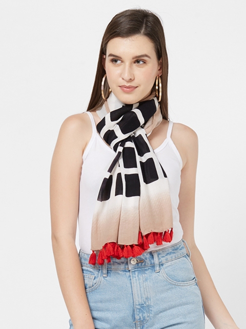Vozaf Women Black & Beige Printed Stole