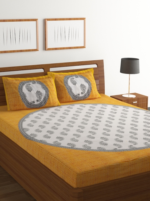 Ispace Mustard Yellow & White Printed 104 TC Cotton 1 Queen Bedsheet with 2 Pillow Covers
Ispace Mustard Yellow & White Printed 104 TC Cotton 1 Queen Bedsheet with 2 Pillow Covers