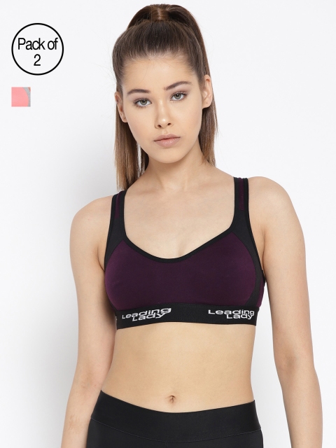 Leading Lady Pack of 2 Colourblocked Non-Wired Non Padded Sports Bras m-KOKO-2, Purple
Leading Lady Pack of 2 Colourblocked Non-Wired Non Padded Sports Bras m-KOKO-2, Purple