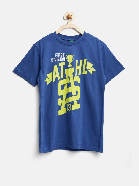 United Colors of Benetton Boys Blue Printed T-shirt