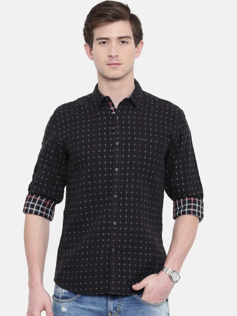 Wrangler Men Black Slim Fit Printed Casual Shirt