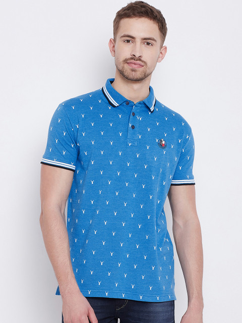 Duke Men Blue Printed Polo Collar T-shirt
Duke Men Blue Printed Polo Collar T-shirt