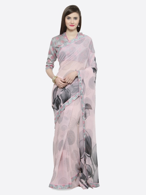 Shaily Pink & Grey Printed Saree