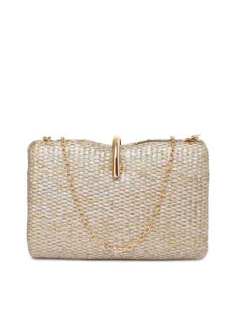 E2O Gold-Toned Textured Box Clutch