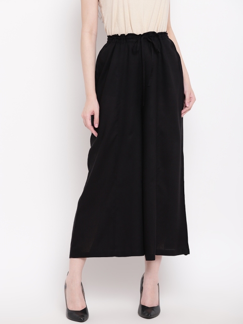 Ayaany Women Black Flared Solid Palazzos