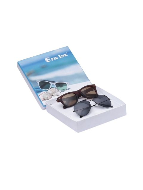 EPICINK hob Unisex Set of 2 Sunglasses EPSG-WAY_BR01-AVI_BKBK, Brown