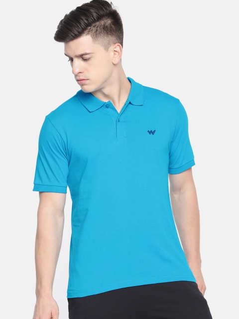 Wildcraft Men Blue Solid Polo Collar Pure Cotton T-shirt