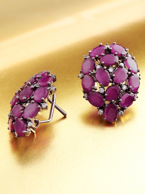 Melani Borsa Magenta & Gunmetal-Toned Gold-Plated Handcrafted CZ Studded Drop Earrings
Melani Borsa Magenta & Gunmetal-Toned Gold-Plated Handcrafted CZ Studded Drop Earrings