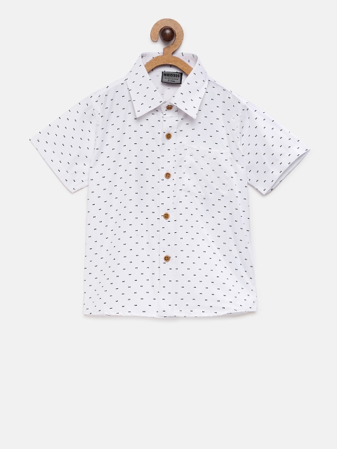 RIKIDOOS Boys White Tailored Fit Printed Casual Shirt