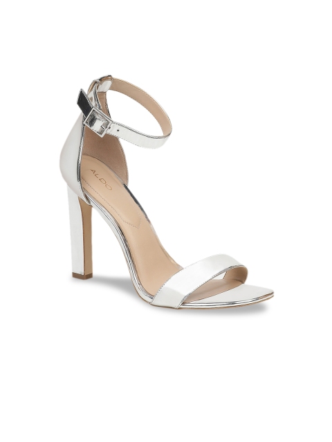 ALDO Women Silver-Coloured Leather Solid Heels