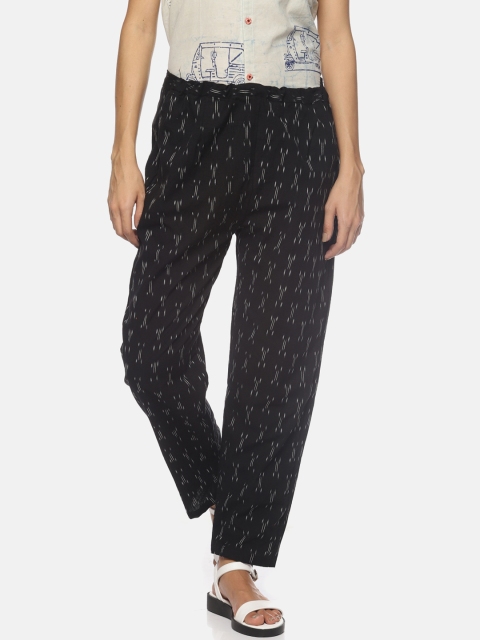 SAHORA Women Black & Off-White Relaxed Straight Leg Straight Fit Self Design Regular Trousers
SAHORA Women Black & Off-White Relaxed Straight Leg Straight Fit Self Design Regular Trousers