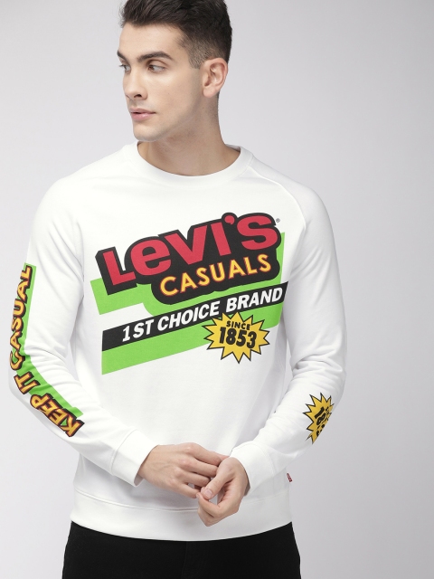 Levis Men White Printed Sweatshirt