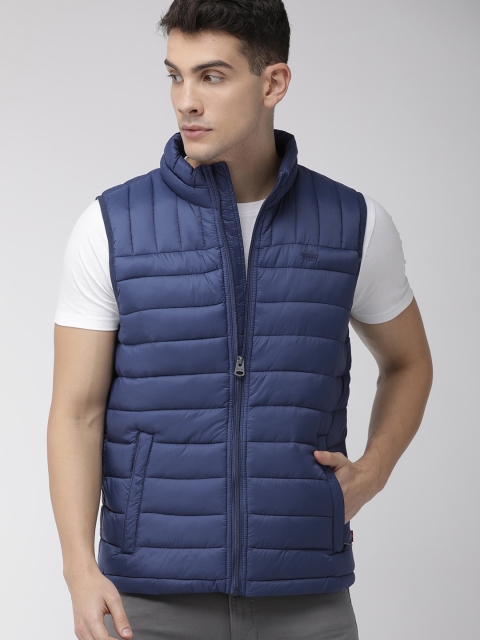 Levis Men Navy Blue Solid Puffer Jacket