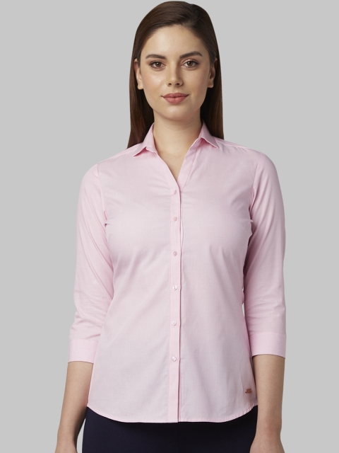 Park Avenue Women Pink Regular Fit Solid Formal Shirt