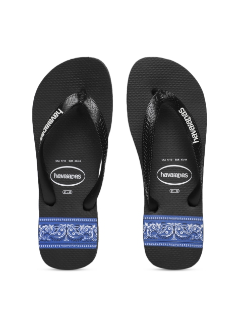 Havaianas Men T. Stripes Black Blue Printed Thong Flip-Flops
