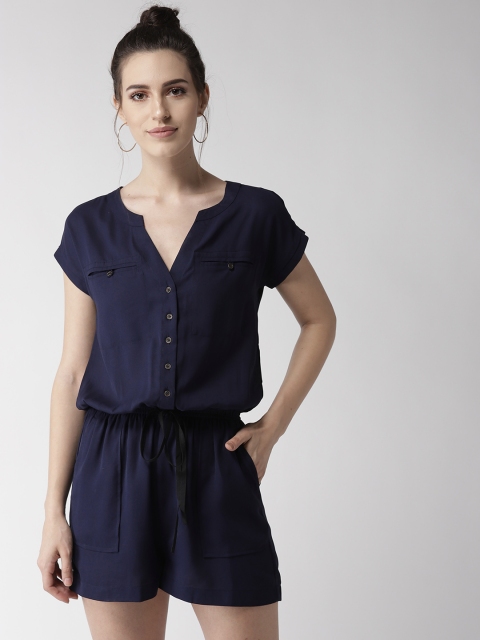 QUIERO Women Navy Blue Solid Playsuit