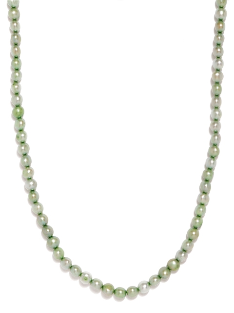 Sepia Green Oval Shaped Pearl Necklace