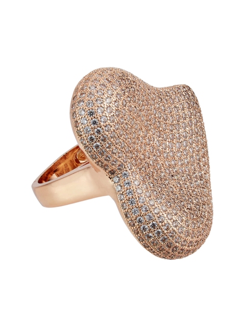 shaze Women Rose Gold-Plated CZ-Studded Ring