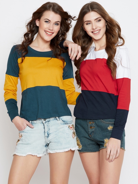 The Dry State Women Pack of 2 Multicoloured Colourblocked Slim-Fit T-shirts, Multi
The Dry State Women Pack of 2 Multicoloured Colourblocked Slim-Fit T-shirts, Multi