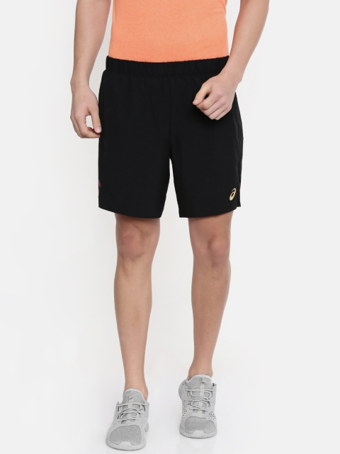 ASICS Men Black Solid Regular Fit Club Icon Sport Shorts