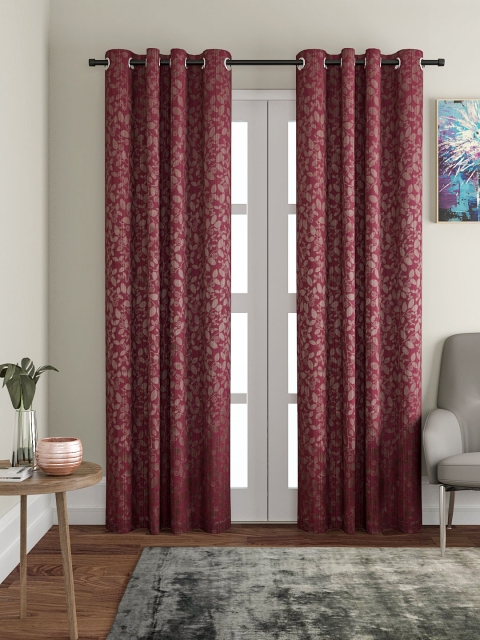 VRINDA Purple Set of 2 Long Door Curtains