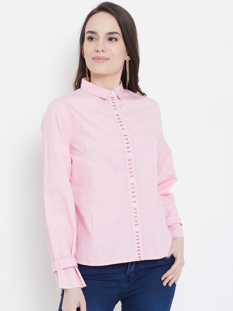 LA LOFT Women Pink Solid Casual Shirt