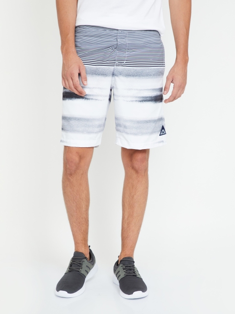 Kappa Men Grey Striped Regular Fit Regular Shorts