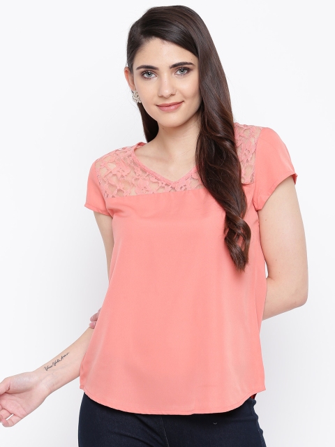 DODO & MOA Women Peach-Coloured Solid Top