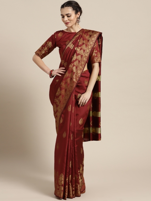 Saree mall Maroon & Golden Woven Design Saree