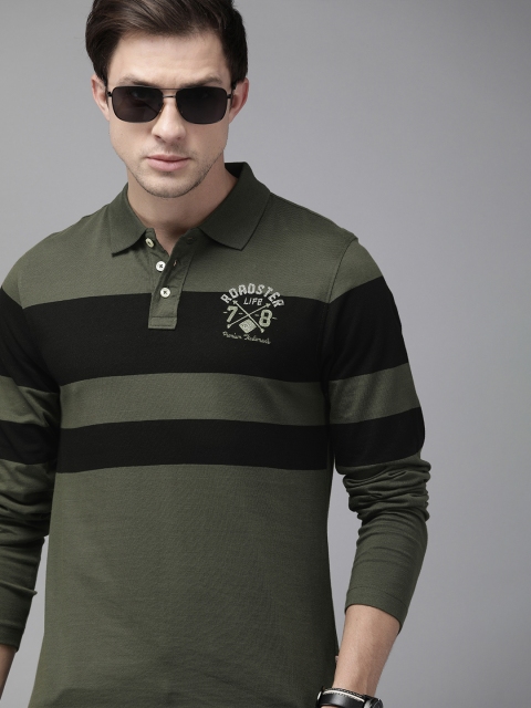 The Roadster Lifestyle Co Men Olive Green Black Cotton Striped Polo Collar Pure Cotton T-shirt
The Roadster Lifestyle Co Men Olive Green Black Cotton Striped Polo Collar Pure Cotton T-shirt