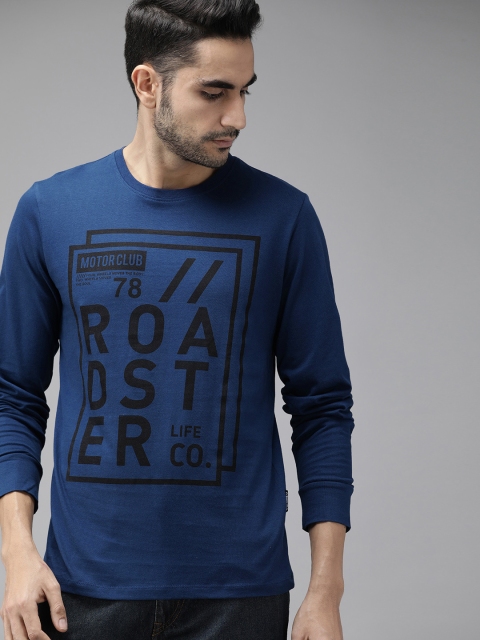 Roadster Men Blue Varsity Number Printed Round Neck T-shirt