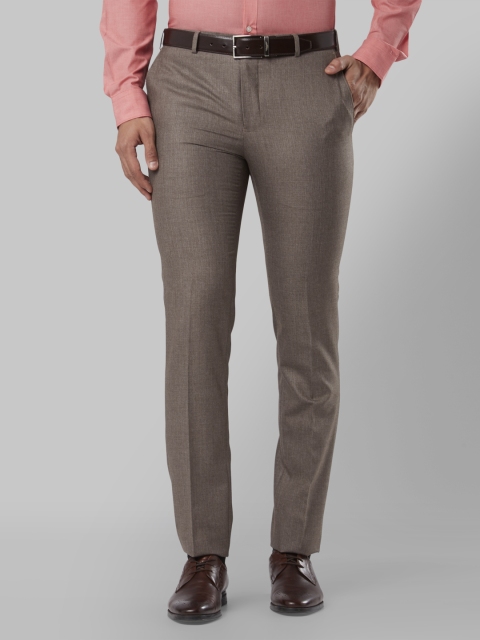 Raymond Men Brown Slim Fit Solid Formal Trousers