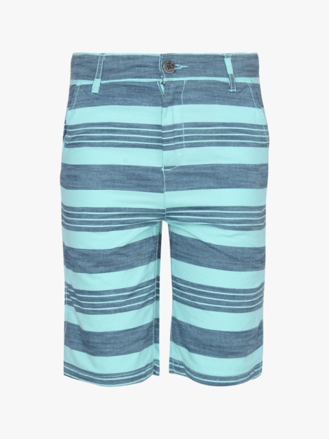 The Childrens Place Boys Turquoise Blue Striped Regular Fit Shorts