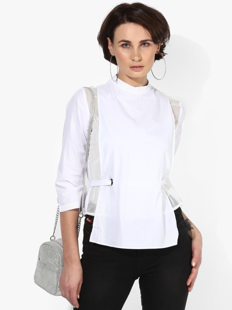 CAMLA Off White Solid Pure Cotton Top