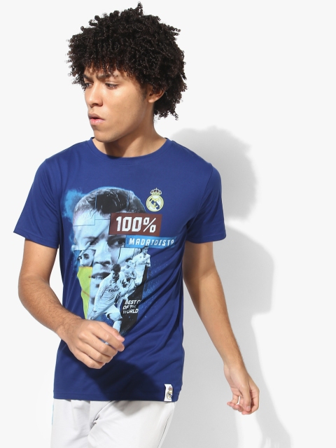 Real Madrid Men Blue Round Neck T-Shirt