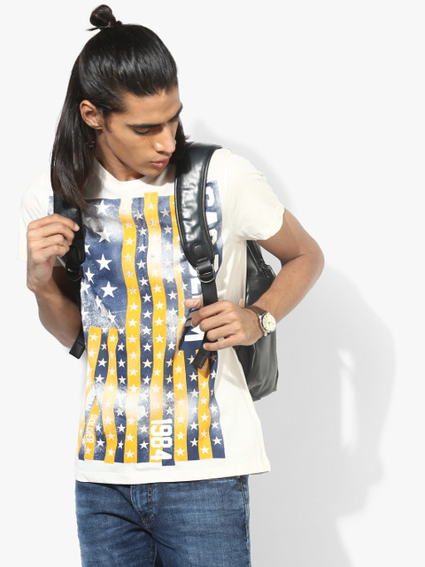 Cream Printed Slim Fit Round Neck T-Shirt
Cream Printed Slim Fit Round Neck T-Shirt