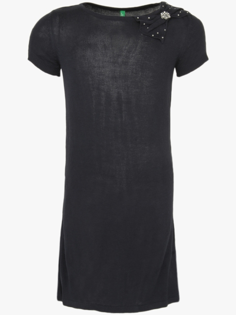 United Colors of Benetton Girls Black Solid A-Line Dress