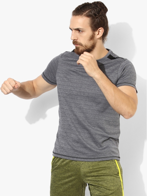Grey Textured Round Neck T-Shirt