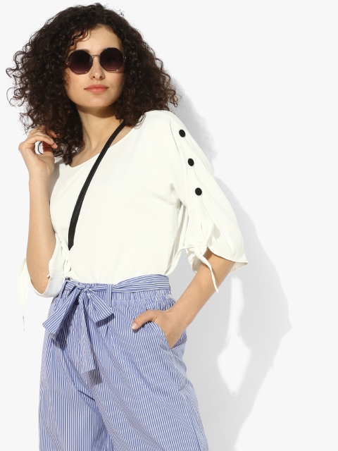 Off White Solid Blouse