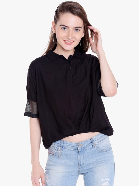 SPYKAR Women Black Solid Blouson Top