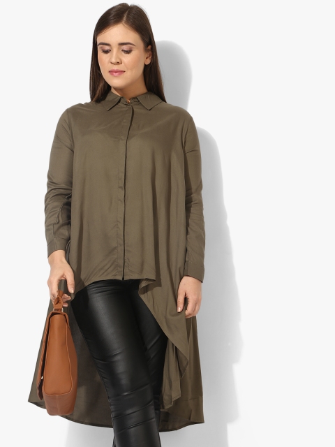 JUNAROSE Plus Size Olive Solid Shirt