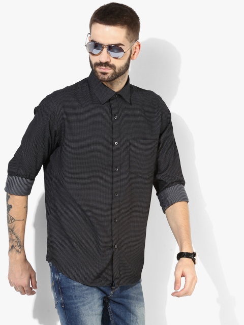 Black Printed Slim Fit Casual Shirt