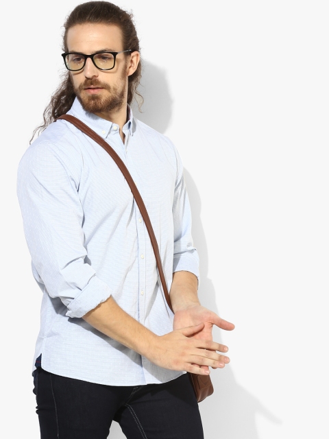 Blue Striped Regular Fit Casual Shirt