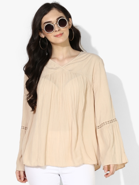 Beige Solid Blouse