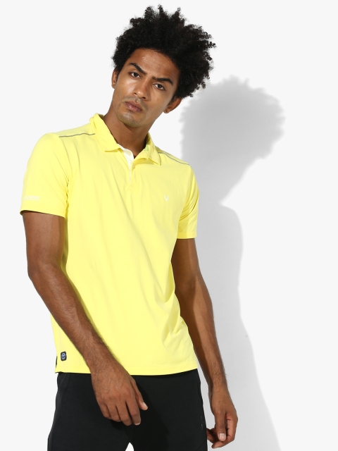 Yellow Solid Regular Fit Polo T-Shirt