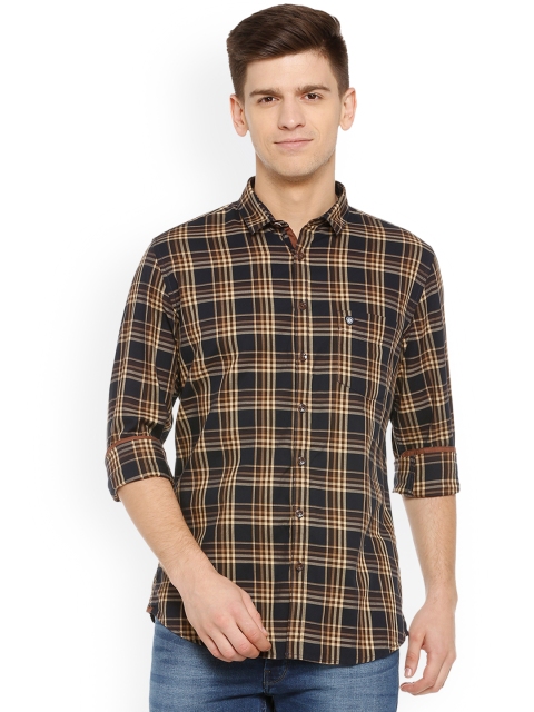 Van Heusen Sport Men Brown Slim Fit Checked Casual Shirt