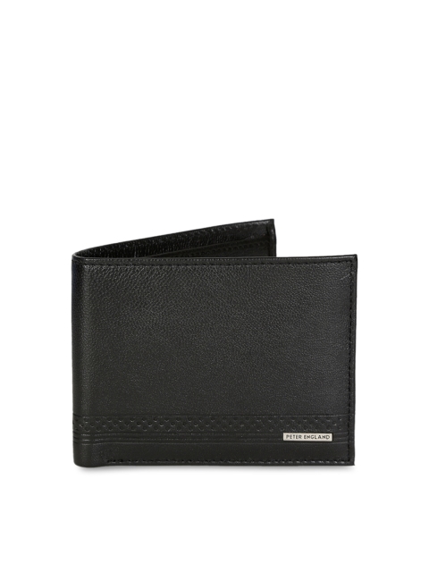 Peter England Men Black Solid Two Fold Wallet