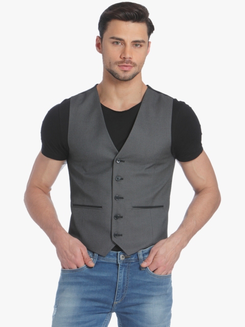 Grey Solid Waistcoat
