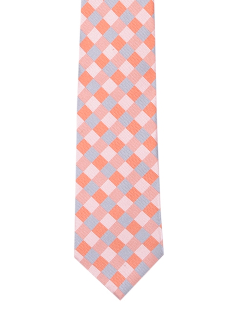 Tossido Orange & Pink Checked Broad Tie